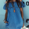 Women Off the Shoulders Denim Dress