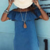 Women Off the Shoulders Denim Dress - Image 2