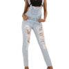 Women Overalls Faded Denim Jumpsuit