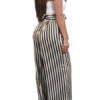 Women Pants Striped Drawstring High Waist Long Wide Leg Pants - Image 2
