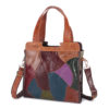 Women Patchwork Genuine Leather Tote Bags Large Capacity Handbags Bohemian Vintage Crossbody Bags - Image 2