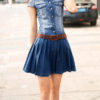 Women Pleated Denim Dress