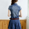 Women Pleated Denim Dress - Image 2