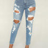 Women Ripped Skinny Distressed Denim Trousers - Image 2