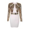 Women Sequin Sexy Long Sleeve Evening Party Mini Bandage Dress - Image 2