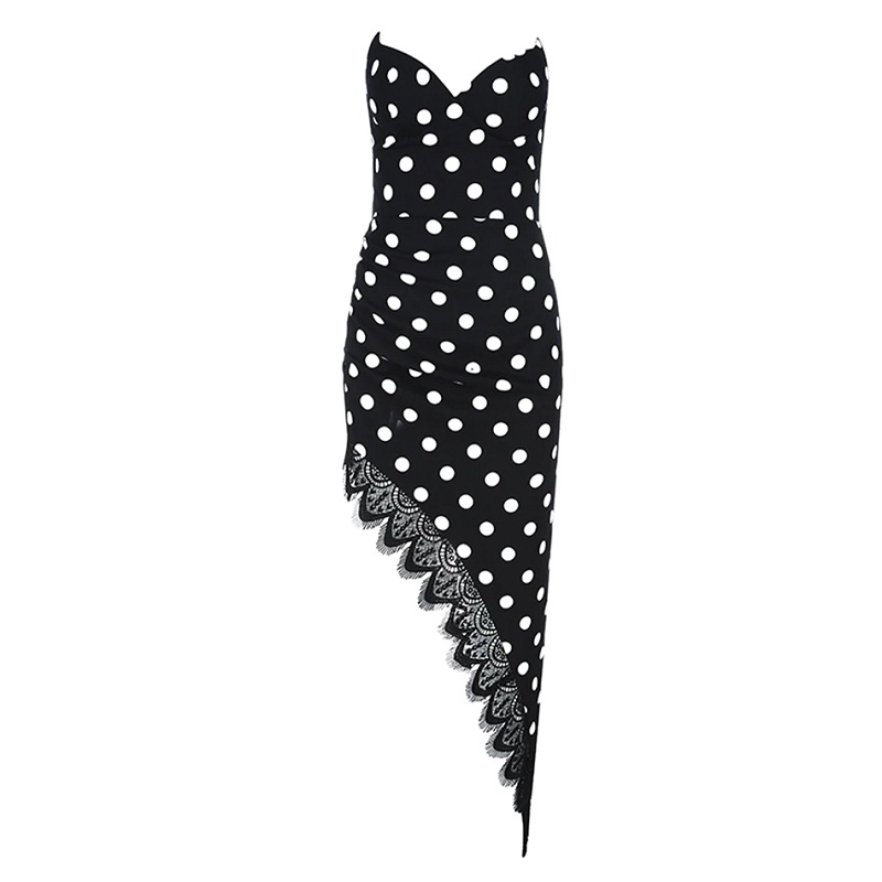 Women Sexy Sleeveless Runway Polka Dot Evening Party Dress - Image 2