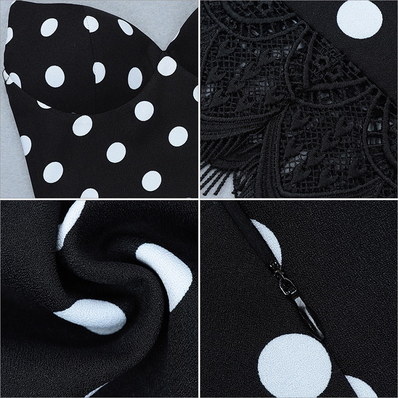 Women Sexy Sleeveless Runway Polka Dot Evening Party Dress - Image 4