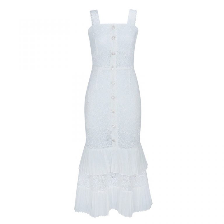 Women Sexy Spaghetti Strap Lace Club Mermaid Dress - Image 5