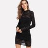 Women Sexy Transparent Sheer  Bodycon Party Dress Overlay 2 In 1 Dress - Image 4