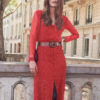 Women Shirt Chiffon Polka Dot Button Midi Dress - Image 5