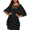 Women Skater Tassels Embroidered Midi Dress