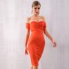 Women Slash Neck Off The Shoulder Bodycon Party Celebrity Dress - Image 2