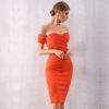 Women Slash Neck Off The Shoulder Bodycon Party Celebrity Dress - Image 3