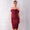 Women Slash Neck Off The Shoulder Bodycon Party Celebrity Dress - Image 5