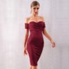 Women Slash Neck Off The Shoulder Bodycon Party Celebrity Dress - Image 6