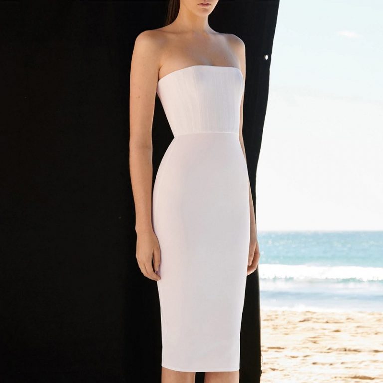 Women Strapless Bodycon Bandage Vestidos Verano Evening Party Dress