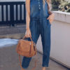 Women Tank Style Denim Jumpsuit
