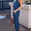 Women Tank Style Denim Jumpsuit - Image 2