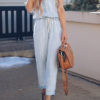 Women Tank Style Denim Jumpsuit - Image 3