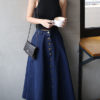Women Tea Length A Line Denim Skirt - Image 3