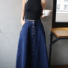 Women Tea Length A Line Denim Skirt - Image 4
