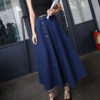 Women Tea Length A Line Denim Skirt - Image 2