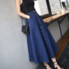 Women Tea Length A Line Denim Skirt