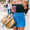 Women Throw Back Style Mini Denim Skirt