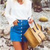 Women Throw Back Style Mini Denim Skirt - Image 2
