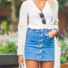 Women Throw Back Style Mini Denim Skirt - Image 3