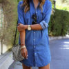 Women V Neck Denim Dress