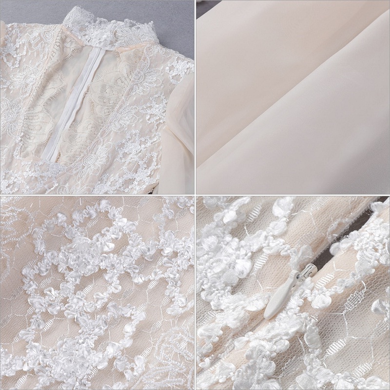 Women V-Neck Sexy Lace Puff Sleeve Party Rompers Jumpsuit - Image 4