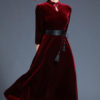 Women Velour Chinese Prom Maxi Dress - Image 2