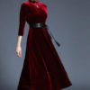 Women Velour Chinese Prom Maxi Dress - Image 4