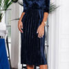 Women Velour Pleated Midi Dress - Image 2