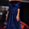 Women Velour Pleated Midi Dress - Image 3