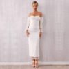 Women Vestidos Sexy Off Shoulder Pearls Lace Bodycon Party Dress - Image 3