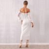 Women Vestidos Sexy Off Shoulder Pearls Lace Bodycon Party Dress - Image 6