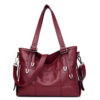 Women Vintage Soft Leather Handbag Large Capacity Stitching Crossbody Bag