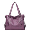 Women Vintage Soft Leather Handbag Large Capacity Stitching Crossbody Bag - Image 13