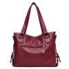 Women Vintage Soft Leather Handbag Large Capacity Stitching Crossbody Bag - Image 4