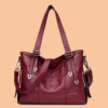 Women Vintage Soft Leather Handbag Large Capacity Stitching Crossbody Bag - Image 7
