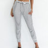 Women White Pants Striped Skinny Casual Pants
