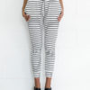 Women White Pants Striped Skinny Casual Pants - Image 2