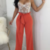 Women Wide Leg Pants Elastic Waist High Waist Casual Trousers