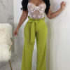 Women Wide Leg Pants Elastic Waist High Waist Casual Trousers - Image 2