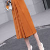Women Wide Leg Pants Solid Color Pleated Cropped Pants - Image 2