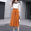 Women Wide Leg Pants Solid Color Pleated Cropped Pants - Image 3
