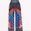 Women Wide Leg Trousers Ethnic Print High Waist Boho Pants - Image 3