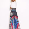 Women Wide Leg Trousers Ethnic Print High Waist Boho Pants - Image 5